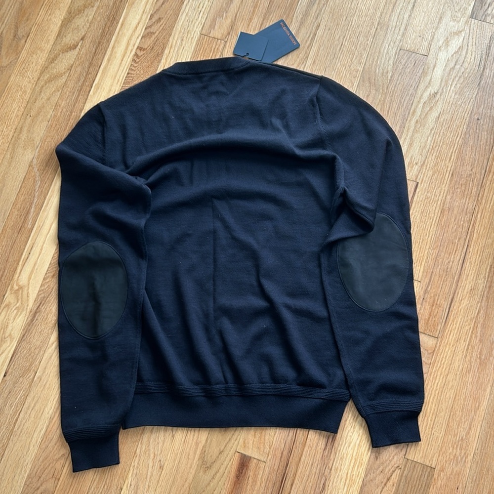 Louis Vuitton ready to wear navy men’s sweater with leather patches NWT L - Picture 6 of 10